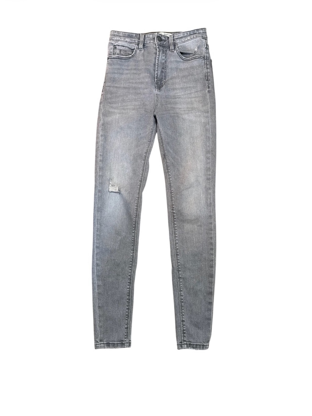 Stradivarius High Rise Stretch Skinny Jeans Gray Distressed Size 2